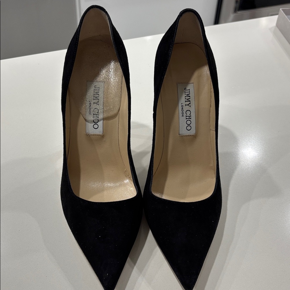 Jimmy Choo Abel 100 mm Black Suede Pumps Patent heel. Size 39 - Picture 7 of 11